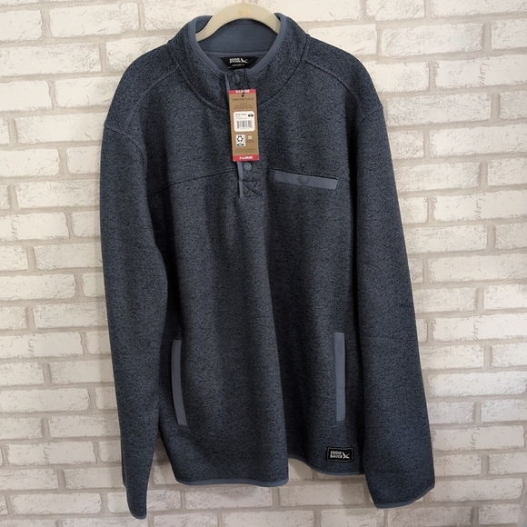 NWT Eddie Bauer Men’s XL Classic Sweater Fleece 1/4 Button Blue Heathered New - Picture 1 of 5